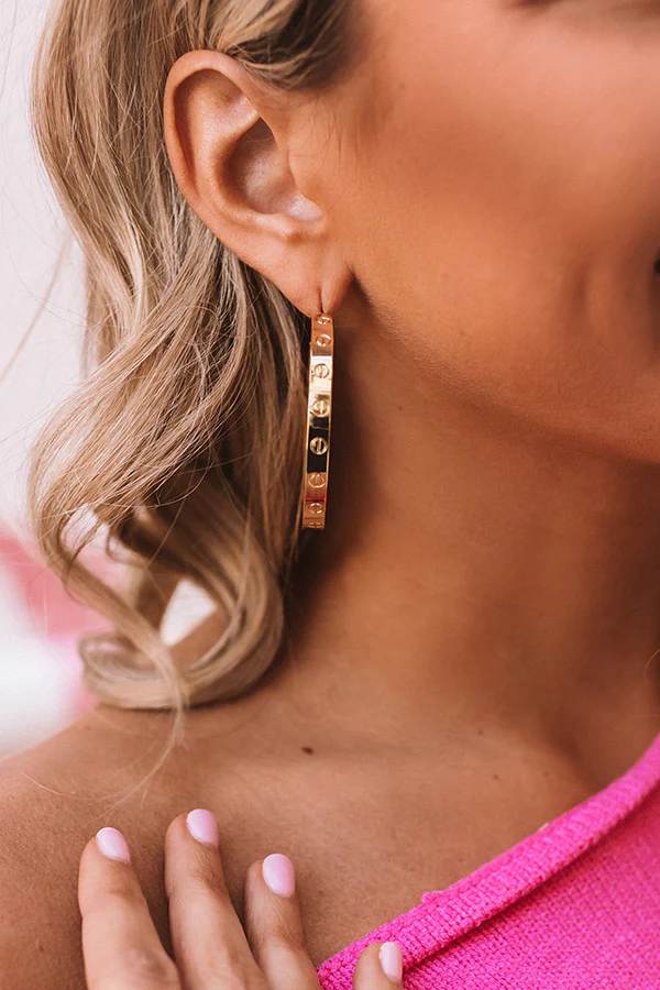 Take Me To Versailles Large Hoop Earrings In Gold - Image 2