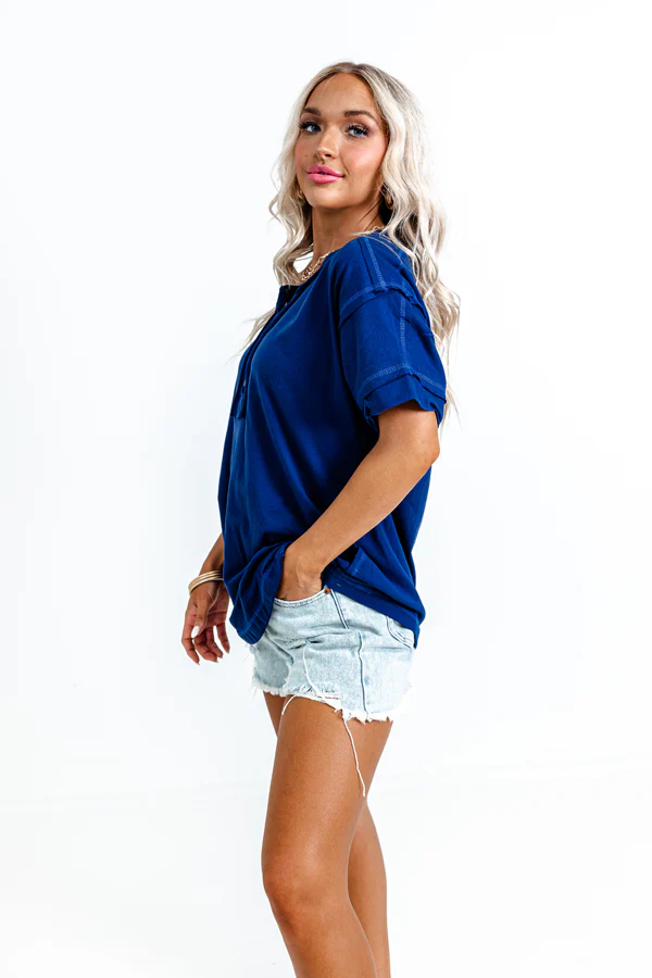 Take The Time Tee In Navy - Image 4