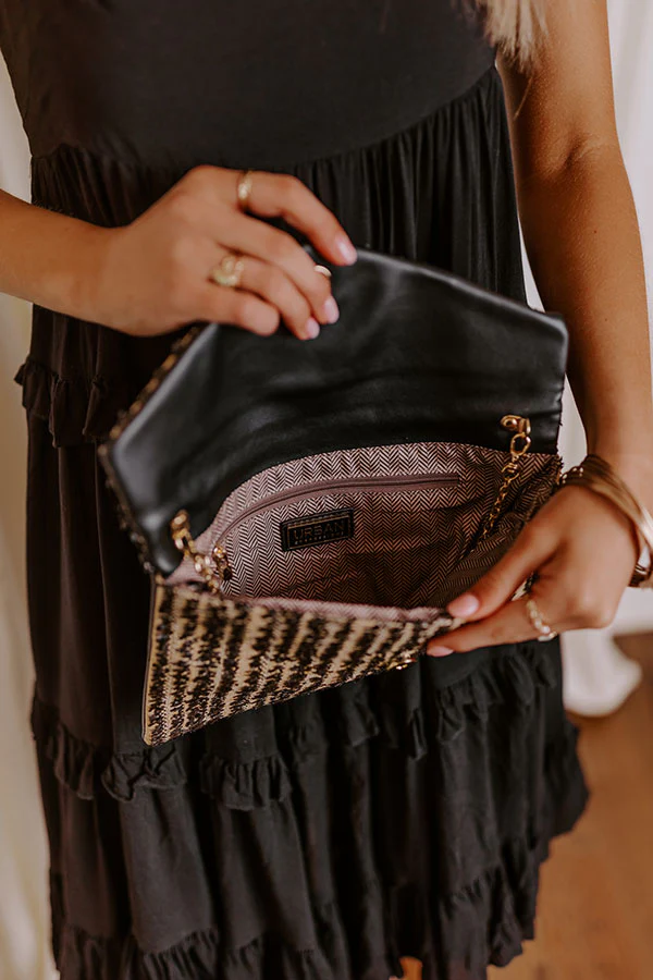 Tell You Something Woven Clutch In Black - Image 2