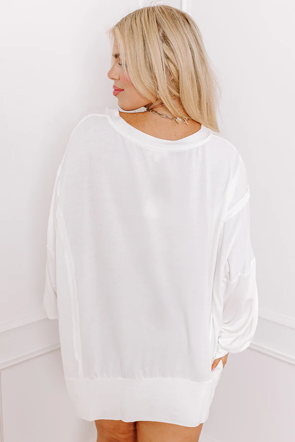 Texas Embroidered Oversized Top in White Curves - Image 4