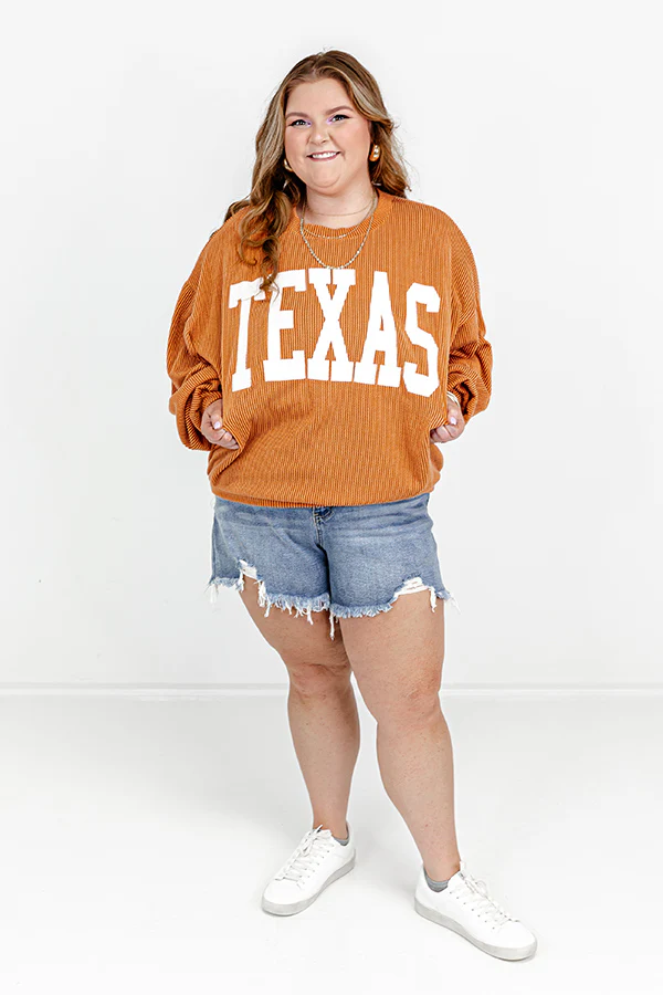 Texas State Pride Sweatshirt in Rust Curves - Image 2