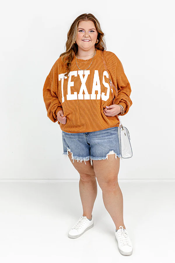 Texas State Pride Sweatshirt in Rust Curves - Image 4