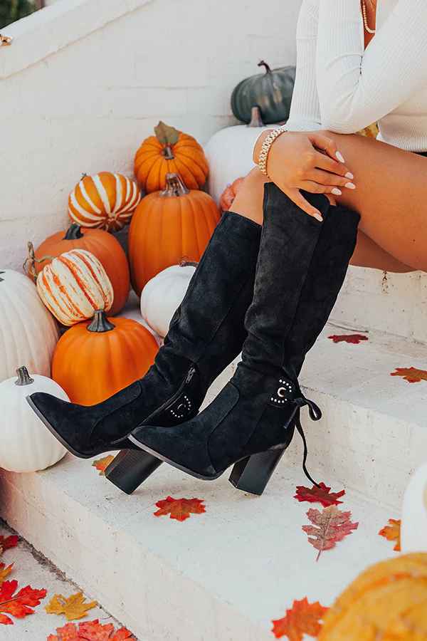 The Adelisa Faux Suede Knee High Boot In Black - Image 3