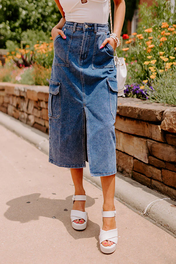 The Ahna High Waist Denim Skirt - Image 2