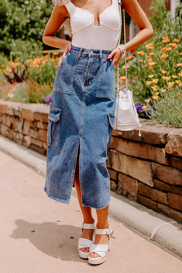 The Ahna High Waist Denim Skirt - Image 4