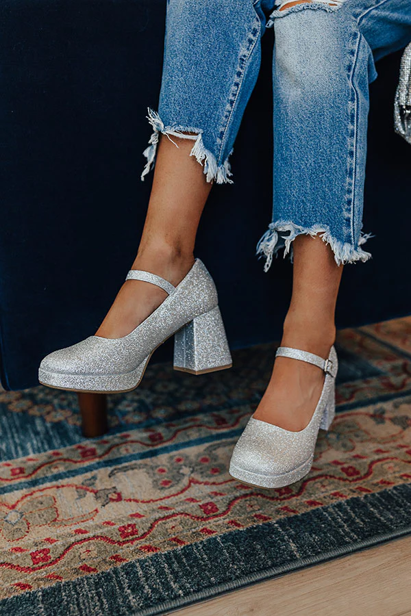The Alaia Glitter Heel In Silver - Image 2