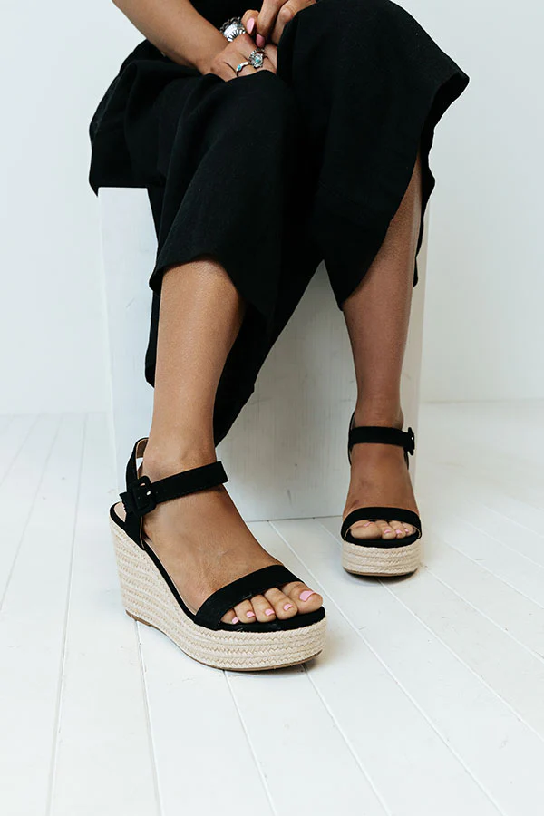 The Allis Faux Nubuck Wedge In Black - Image 2