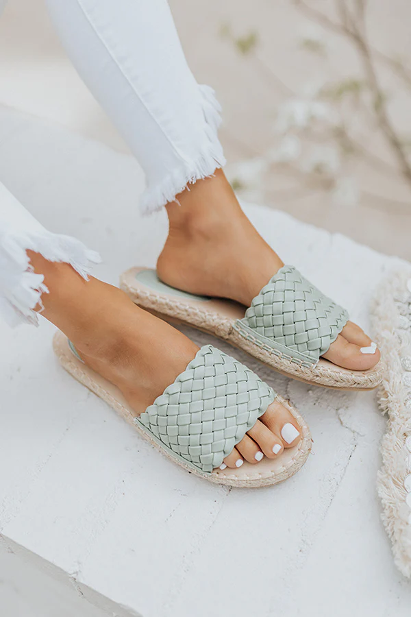 The Amias Faux Leather Woven Sandal In Pear - Image 2