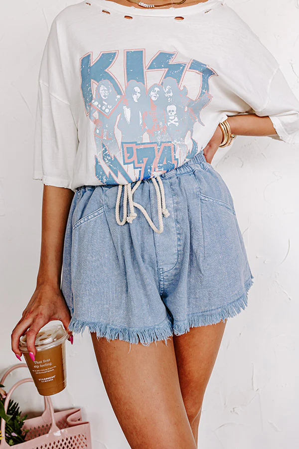 The Ashby High Waist Shorts in Light Wash - Image 4