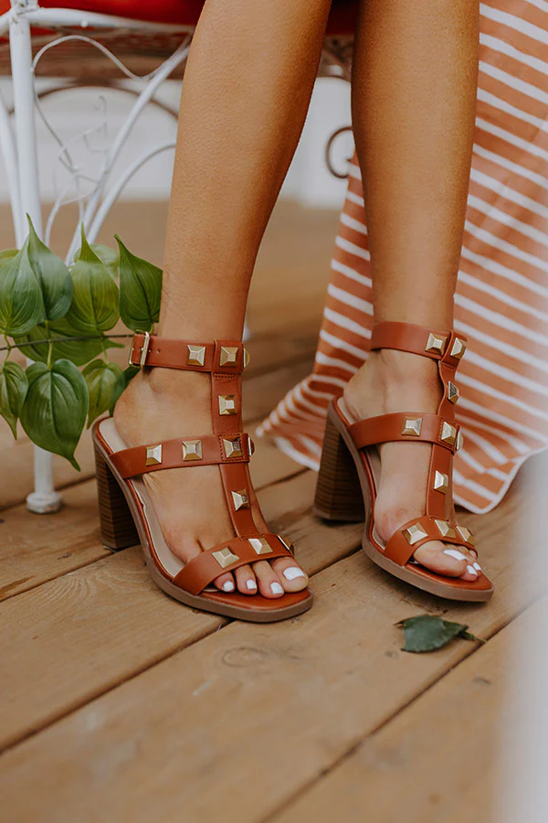 The Asheville Faux Leather Studded Heel In Camel - Image 5
