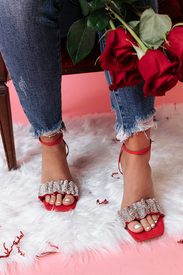 The Ashlea Rhinestone Heel In Red - Image 7