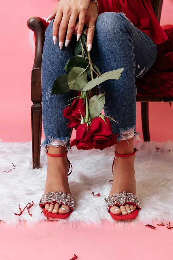 The Ashlea Rhinestone Heel In Red - Image 8