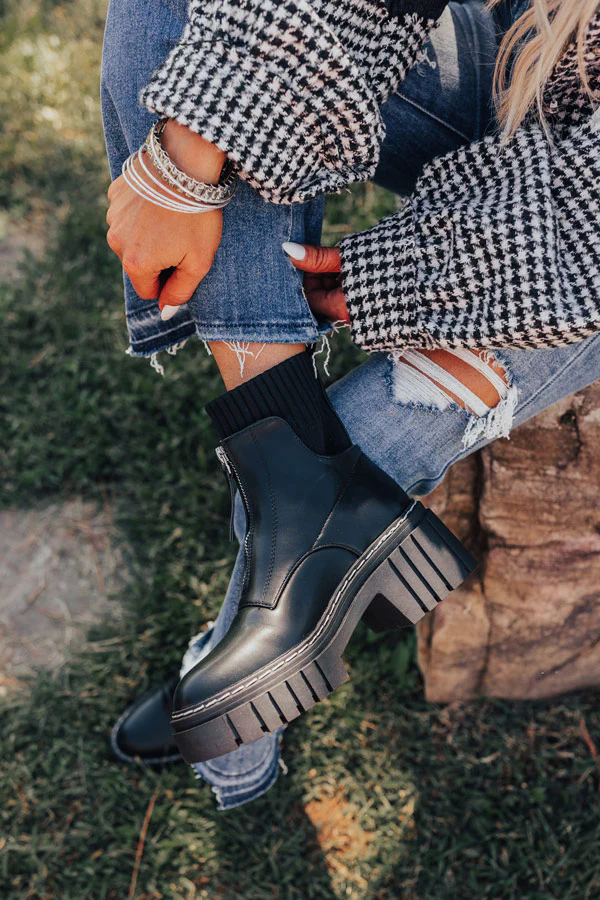 The Ashley Faux Leather Boot In Black - Image 3