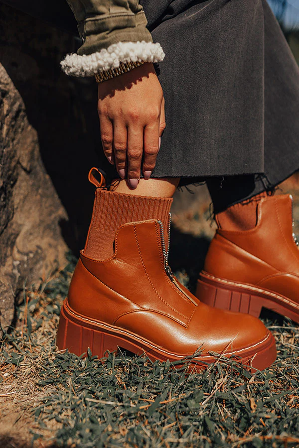 The Ashley Faux Leather Boot In Brown - Image 3