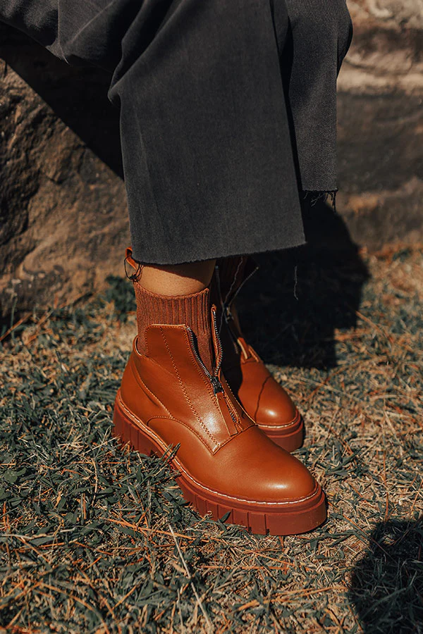 The Ashley Faux Leather Boot In Brown - Image 5