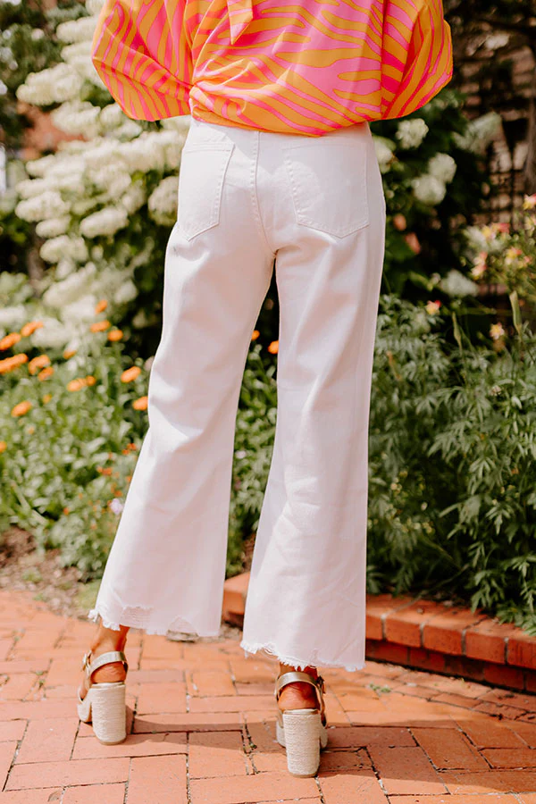 The Averie High Waist Distressed Straight Leg Jean in Ivory - Image 7