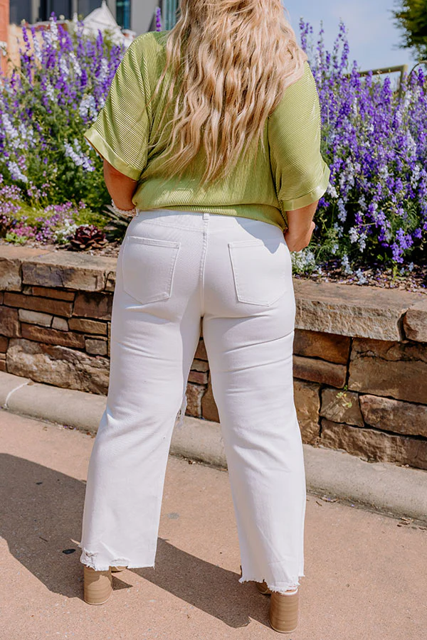 The Averie High Waist Distressed Straight Leg Jean in Ivory Curves - Image 5