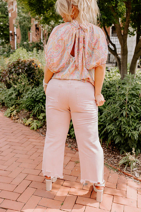 The Averie High Waist Distressed Straight Leg Jean in Latte Curves - Image 4
