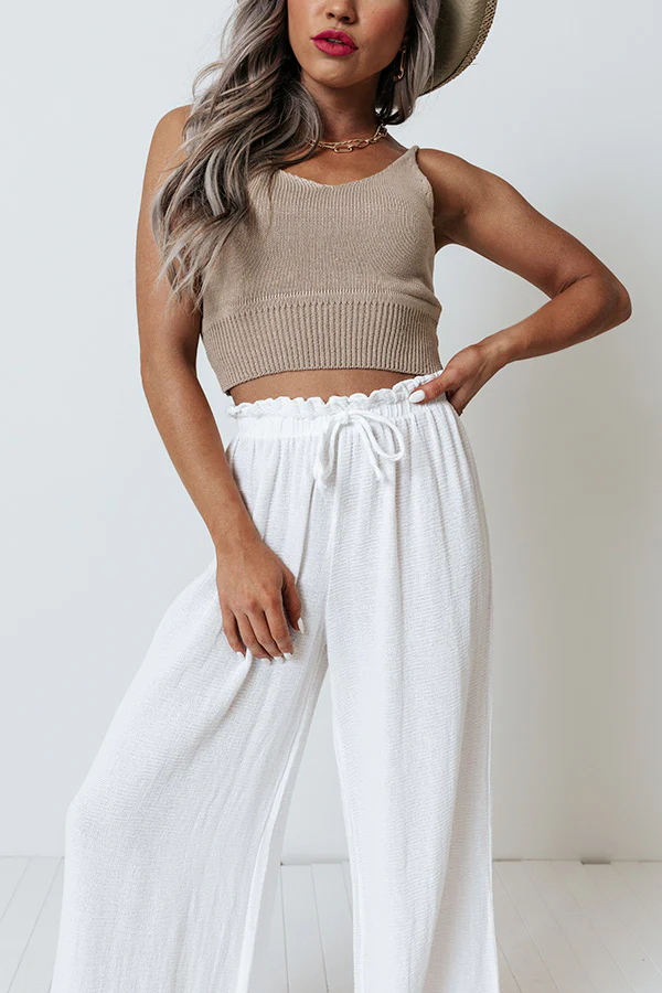 The Banks High Waist Linen-Blend Pants In White - Image 8