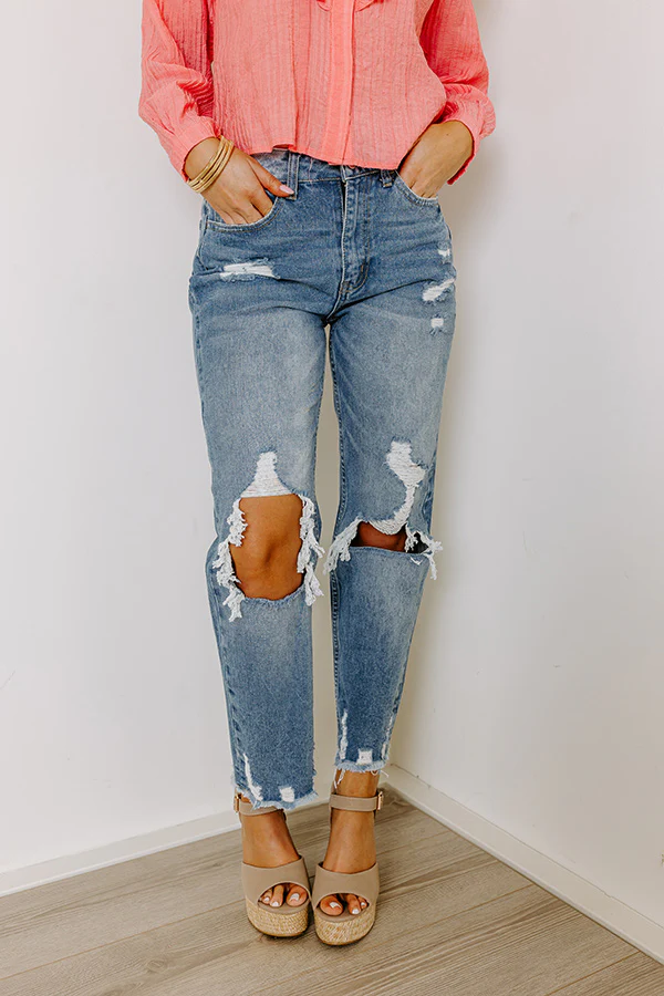 The Beatriz High Waist Distressed Straight Leg Jean - Image 2