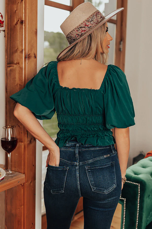 The Belmore Ruffle Bodysuit In Hunter Green - Image 3