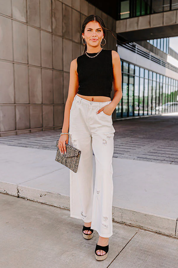 The Benett High Waist Distressed Pants In Ivory - Image 4