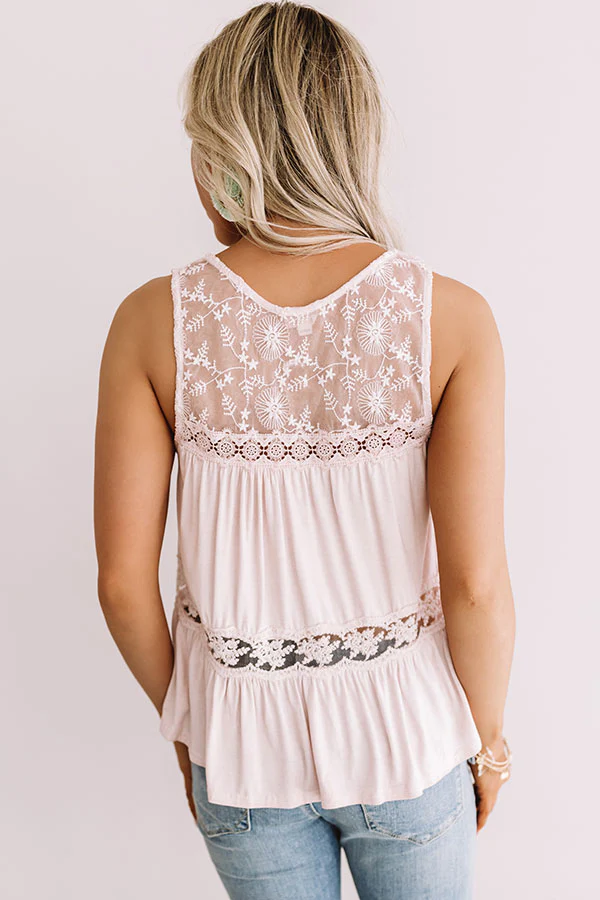 The Best Time Crochet Tank In Light Pink - Image 5