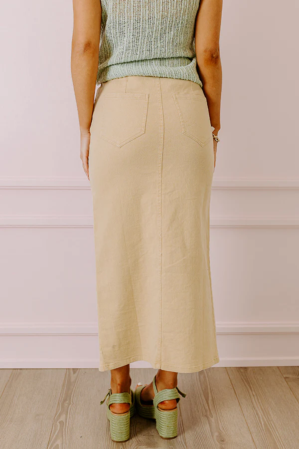 The Bristol High Waist Denim Skirt In Cream - Image 3