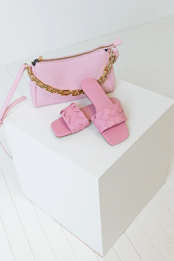 The Brynley Faux Leather Sandal In Pink - Image 3