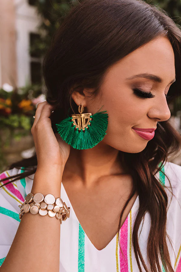 The Carmen Fan Earrings in Green - Image 2