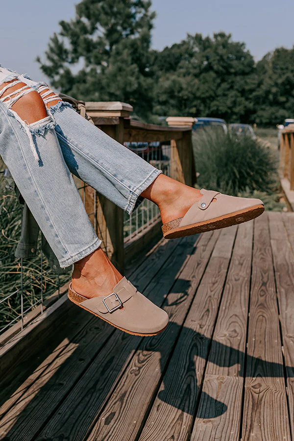 The Carolina Nubuck Clog In Warm Taupe - Image 2