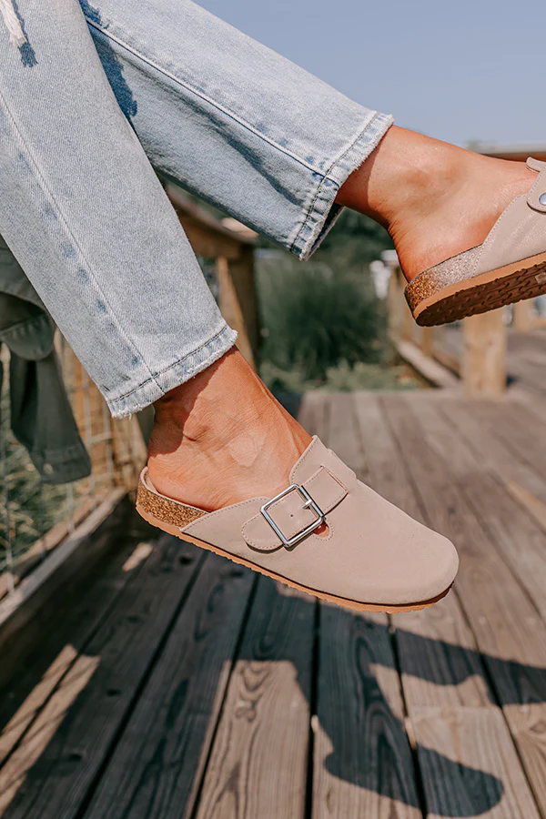 The Carolina Nubuck Clog In Warm Taupe - Image 3