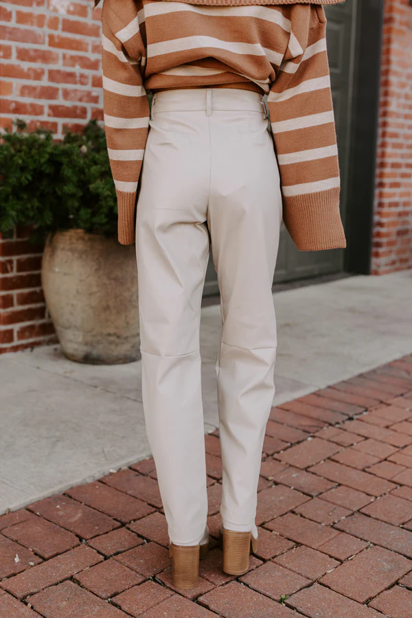 The Catalina High Waist Faux Leather Pants in Sone - Image 3