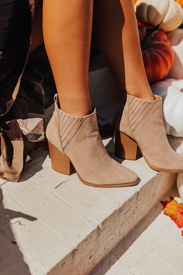 The Celine Faux Suede Bootie In Taupe - Image 3