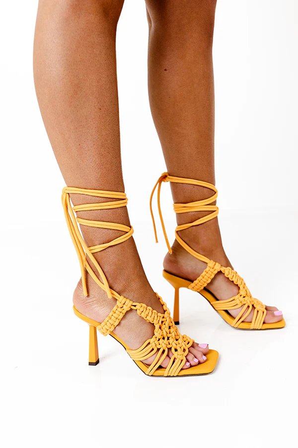 The Chaney Lace Up Heel In Orange - Image 3