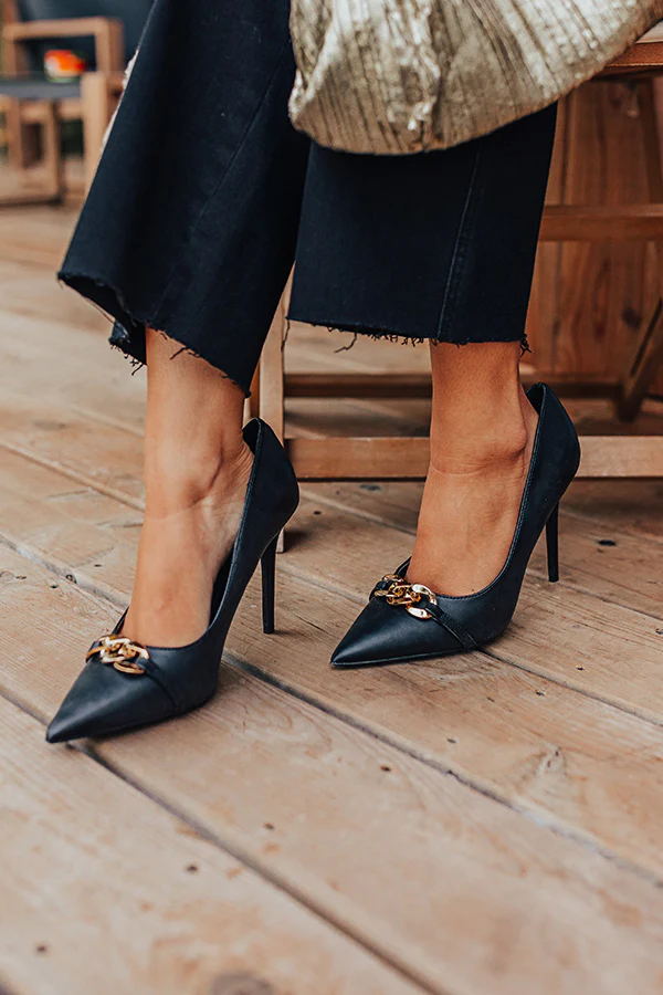 The Chantel Faux Leather Heel In Black - Image 5