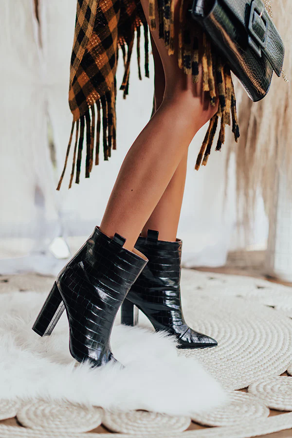 The Charlee Faux Leather Ankle Bootie In Black