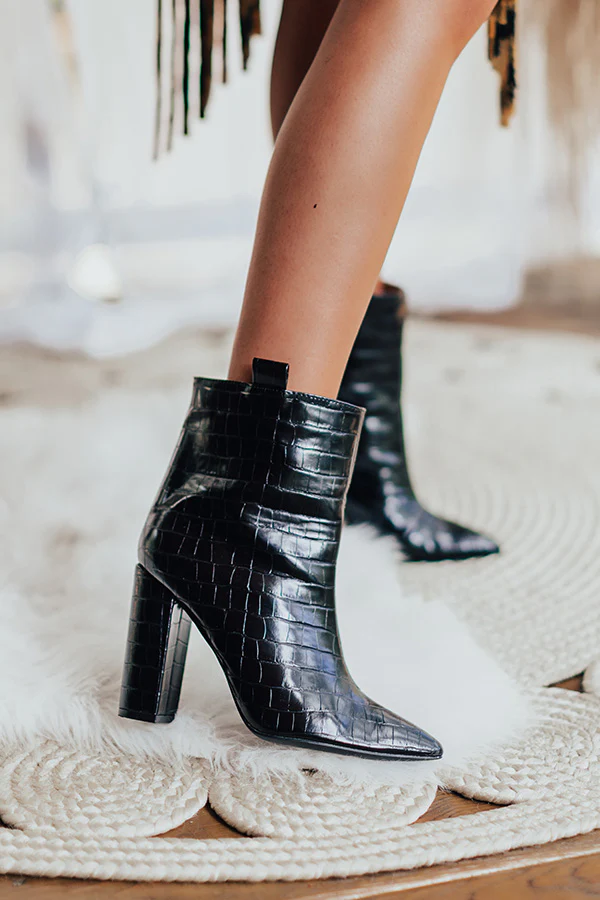 The Charlee Faux Leather Ankle Bootie In Black - Image 5