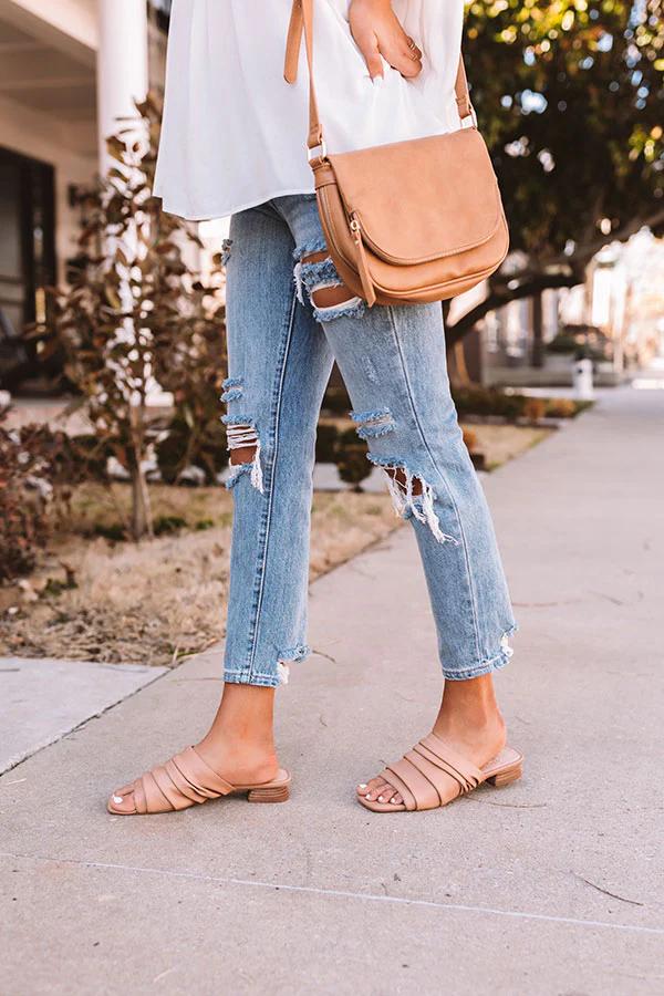 The Chrissi Faux Leather Sandal In Tan - Image 4