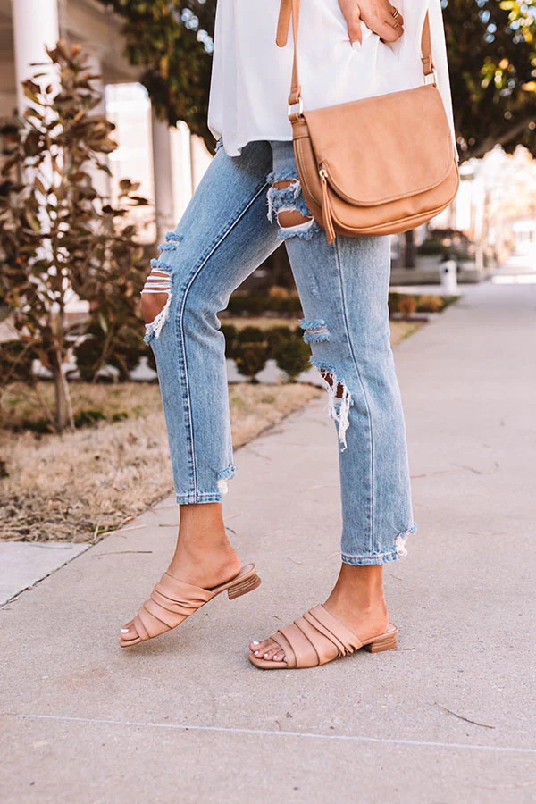 The Chrissi Faux Leather Sandal In Tan - Image 5