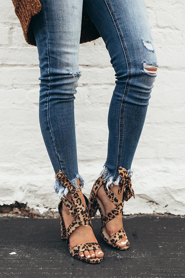 The Cleo Lace Up Heel in Leopard - Image 4