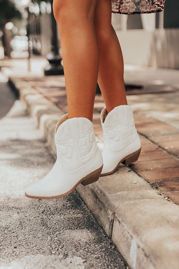 The Coop Faux Leather Cowboy Boot In White - Image 2