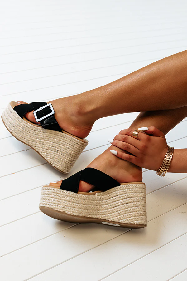 The Dakota Faux Nubuck Wedge In Black - Image 2