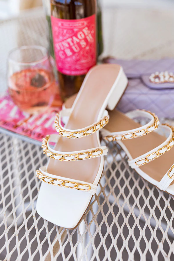 The Darly Faux Leather Sandal In White - Image 3