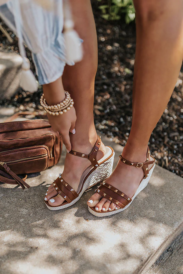 The Desperado Studded Wedge In Brown - Image 4