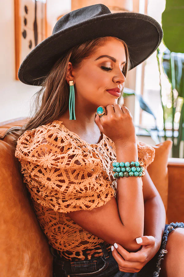 20-56 The Elaine Leather Earrings in Seafoam - Image 3