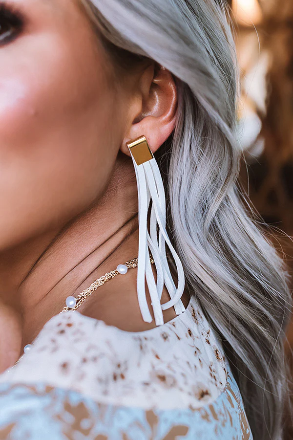 20-57 The Elaine Leather Earrings in White - Image 2