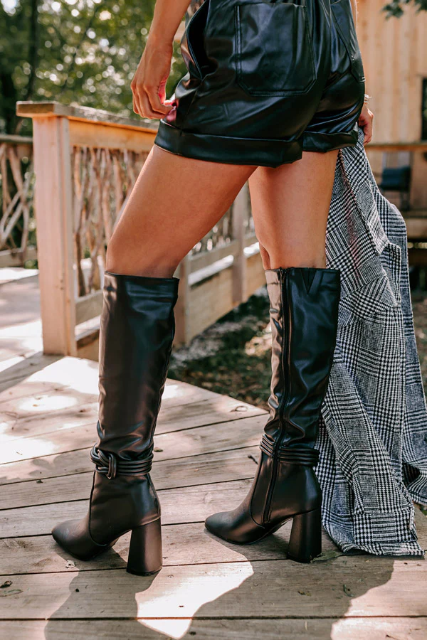 The Eliana Faux Leather Knee High Boot In Black - Image 4