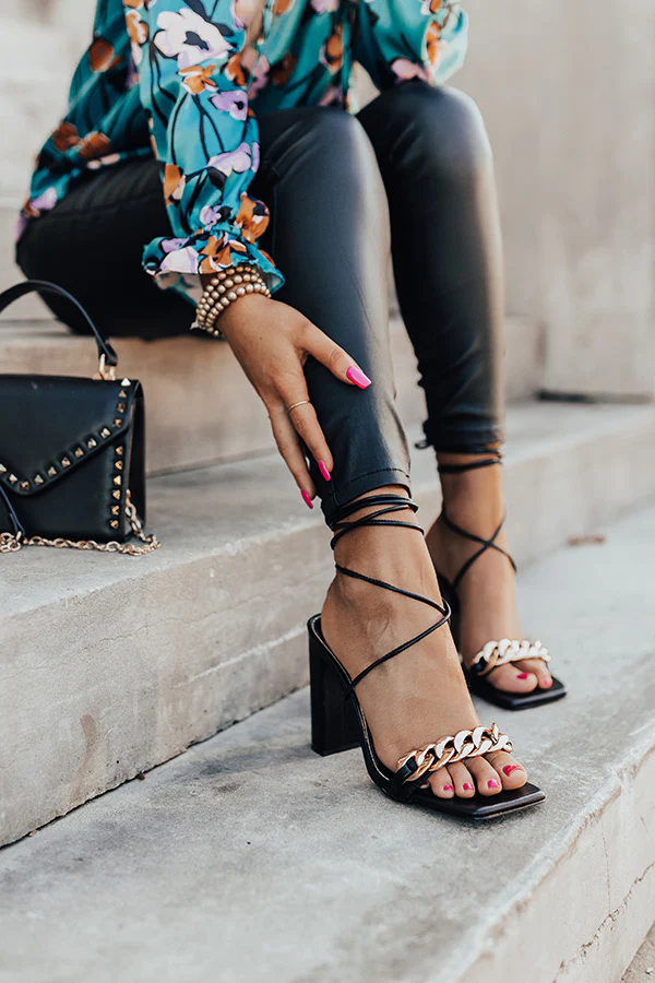 The Emilio Lace Up Heel In Black - Image 2