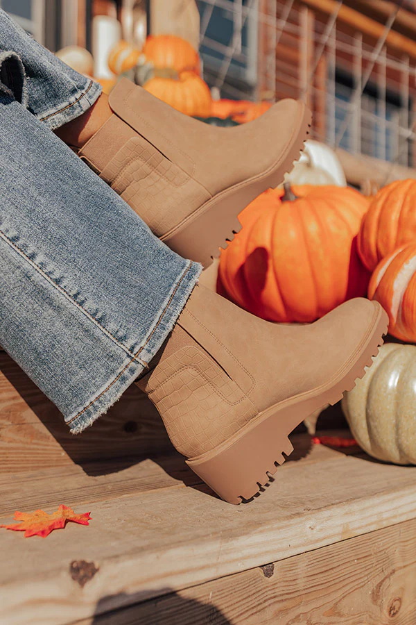 The Emily Faux Nubuck Boot In Warm Taupe - Image 2